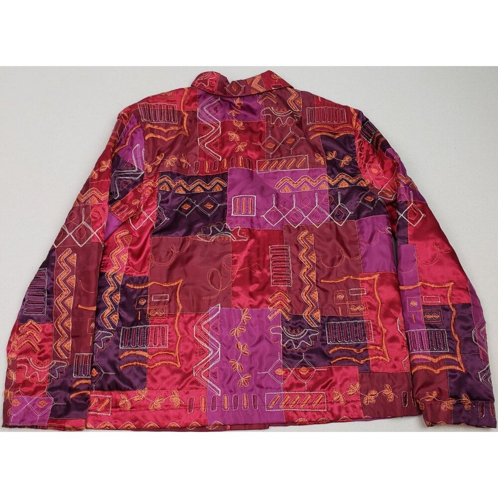 French Laundry Red Quilted Embroidered Button-Up Patchwork Jacket Sz S EXCELLENT - Picture 7 of 12